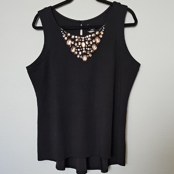 Lane Bryant Classy Jewel Embellished Sleeveless Peplum Black Top 14/16 - Picture 1 of 7